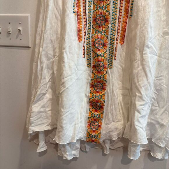 Chico's Womens Ivory Midi Tank Dress M 1.5P Embroidered Trim Pullover Sleeveless - Picture 8 of 8